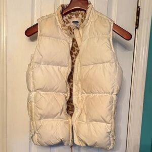 Old Navy Cream Vest with Animal Print Lining